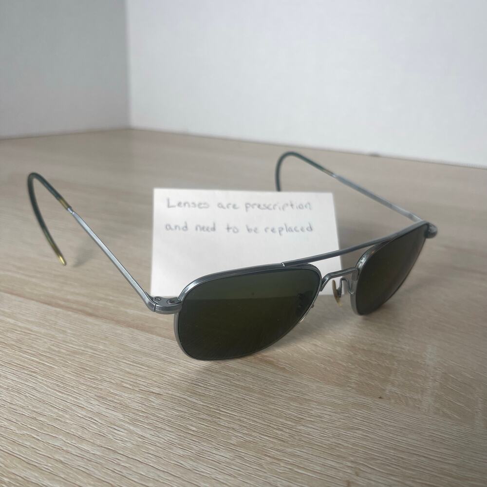 Vintage Randolph Engineering 6 1/2 Aviator Sunglasses Matte Chrome FRAMES ONLY